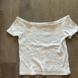 White ribbed off-shoulder tee size medium